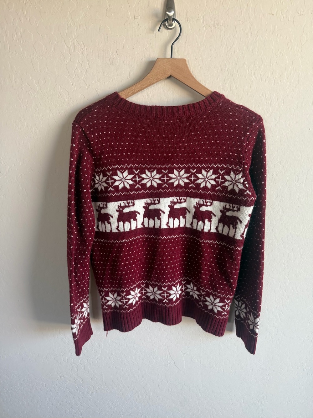 Burgundy Fair Isle Reindeer Sweater Women's Size M Holiday Party Grandpa - Picture 5 of 5